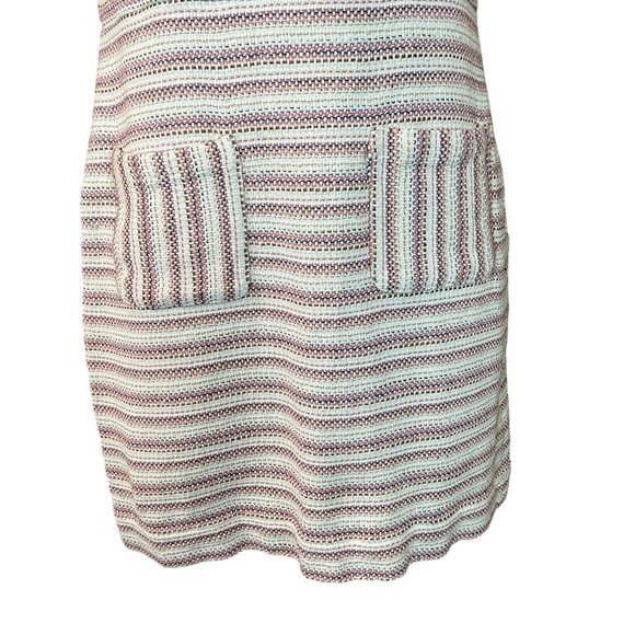 LOFT Petites Sleeveless Textured Tweed Dress Pink Cream Metallic Gold Thread 4P - Picture 4 of 10